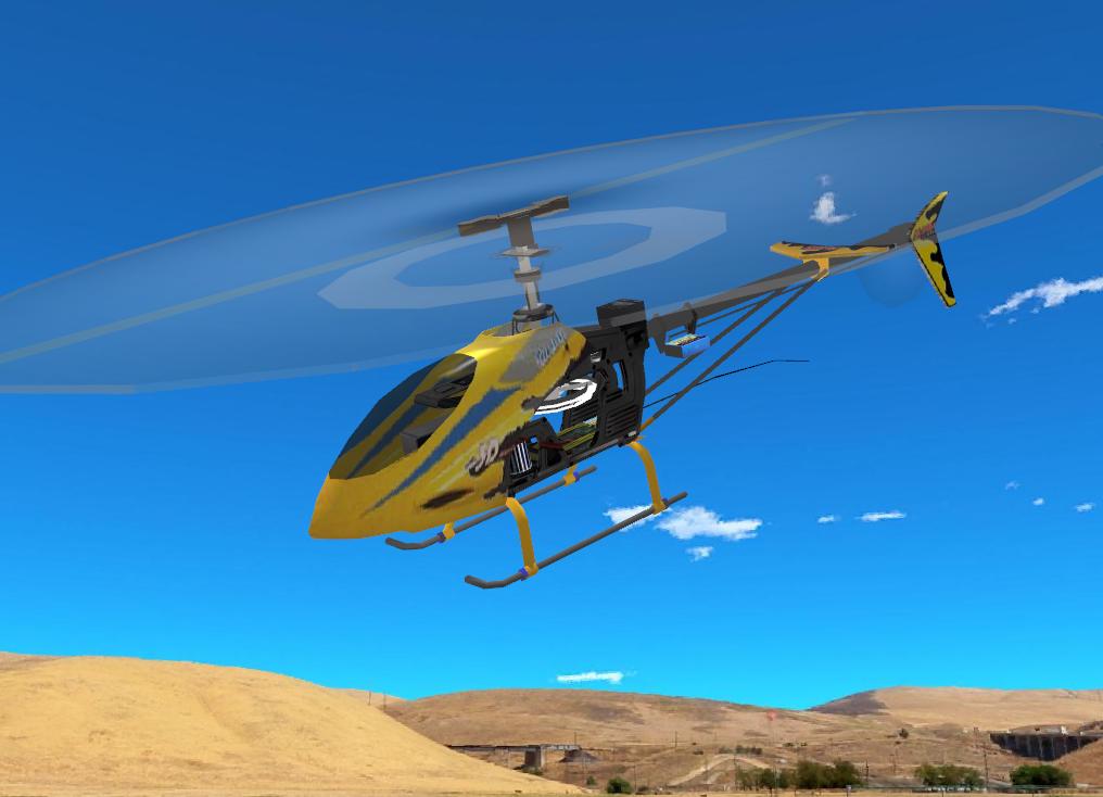 T-Rex 450XL CDE Yellow RC helicopter model for Absolute RC Simulator